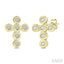 Cross Bezel Set Petite Diamond Fashion Earrings