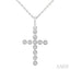 Cross Bezel Set Petite Diamond Fashion Pendant