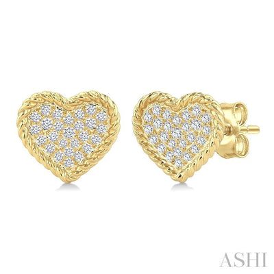Pave-Set Heart Shape Rope Diamond Fashion Earrings
