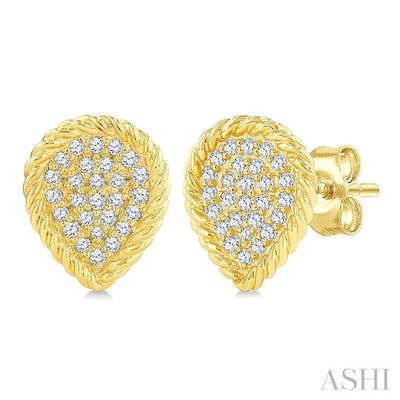 Pave-Set Pear Shape Rope Diamond Fashion Earrings