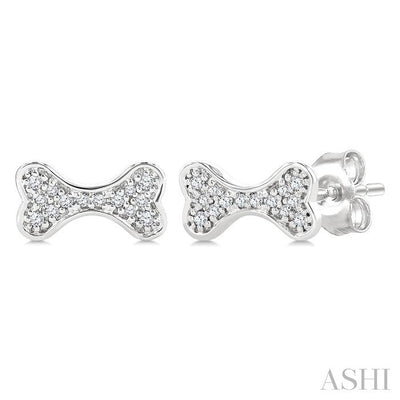 Dog Bone Petite Diamond Fashion Earrings