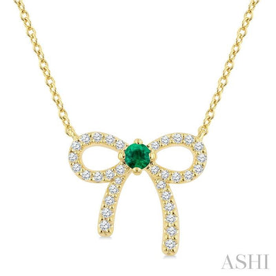 Bow Petite Gemstone Diamond Fashion Pendant