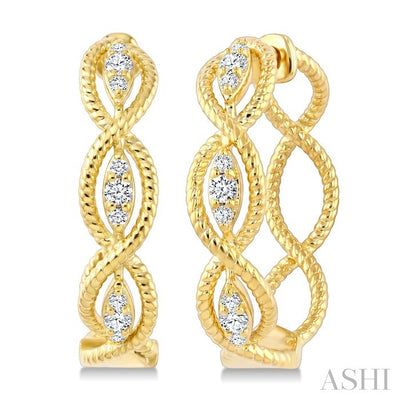 Swirl Petite Diamond Fashion Huggie Earrings