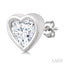Heart Shape Bezel Set Petite Diamond Fashion Earrings