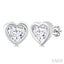 Heart Shape Bezel Set Petite Diamond Fashion Earrings