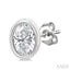 Oval Shape Bezel Set Petite Diamond Fashion Earrings