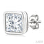 Princess Shape Bezel Set Petite Diamond Fashion Stud Earrings