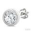 Round Shape Bezel Set Petite Diamond Fashion Earrings