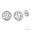 Round Shape Bezel Set Petite Diamond Fashion Earrings