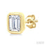 Emerald Shape Bezel Set Petite Diamond Fashion Earrings