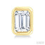 Emerald Shape Bezel Set Petite Diamond Fashion Earrings
