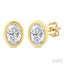 Oval Shape Bezel Set Petite Diamond Fashion Earrings