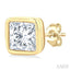 Princess Shape Bezel Set Petite Diamond Fashion Stud Earrings