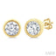 Round Shape Bezel Set Petite Diamond Fashion Earrings