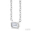Emerald Shape East-West Bezel Set Petite Diamond Fashion Pendant