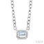 Emerald Shape East-West Bezel Set Petite Diamond Fashion Pendant