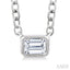 Emerald Shape East-West Bezel Set Petite Diamond Fashion Pendant