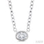 Oval Shape East-West Bezel Set Petite Diamond Fashion Pendant