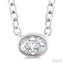 Oval Shape East-West Bezel Set Petite Diamond Fashion Pendant