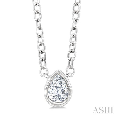 Pear Shape Bezel Set Petite Diamond Fashion Pendant