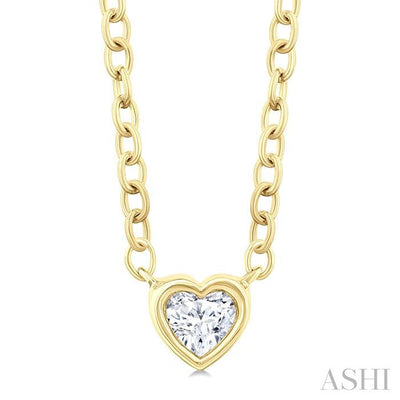 Heart Shape Bezel Set Petite Diamond Fashion Pendant
