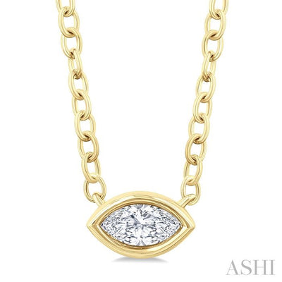Marquise Shape East-West Bezel Set Petite Diamond Fashion Pendant
