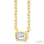 Emerald Shape East-West Bezel Set Petite Diamond Fashion Pendant