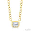 Emerald Shape East-West Bezel Set Petite Diamond Fashion Pendant