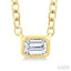 Emerald Shape East-West Bezel Set Petite Diamond Fashion Pendant
