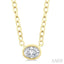 Oval Shape East-West Bezel Set Petite Diamond Fashion Pendant