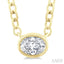 Oval Shape East-West Bezel Set Petite Diamond Fashion Pendant