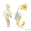 2 Stone Diamond Fashion Half Hoop Earrings