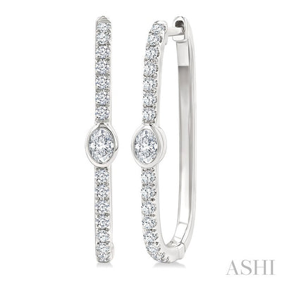 Oval Shape Diamond Fashion Hoop Earrings