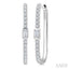 Rectangle Shape Diamond Fashion Hoop Earrings