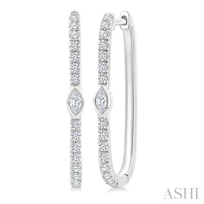 Marquise Shape Diamond Fashion Hoop Earrings