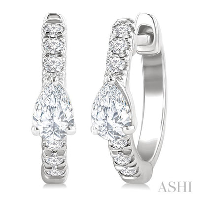 Pear Shape Petite Diamond Fashion Huggie Earrings