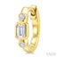 Emerald Shape Bezel Set Petite Diamond Huggie Earrings