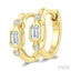 Emerald Shape Bezel Set Petite Diamond Huggie Earrings