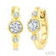 Round Bezel Set Petite Diamond Huggie Earrings