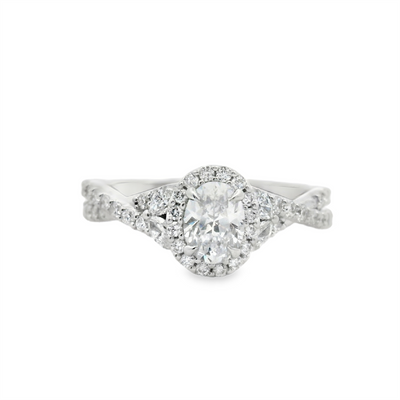 Oval Diamond Halo Engagement Ring
