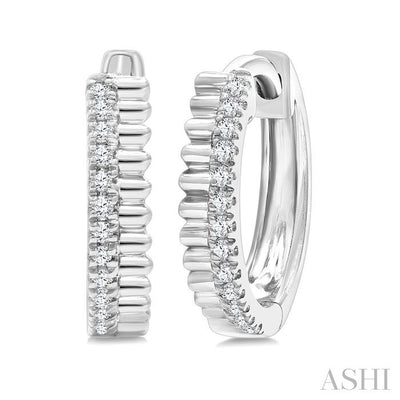 Petite Fluted Diamond Huggie Fashion Earrings