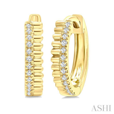Petite Fluted Diamond Huggie Fashion Earrings