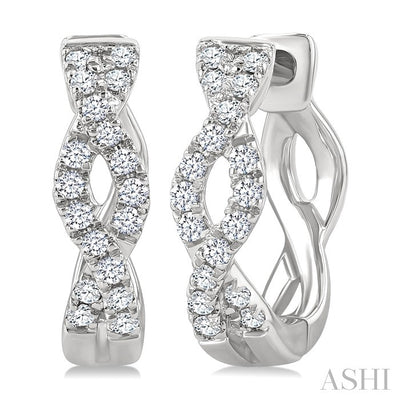 Swirl Petite Diamond Huggie Fashion Earrings