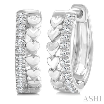Heart Shape Petite Diamond Huggie Fashion Earrings