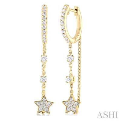 Star Diamond Hoop Chain Earrings