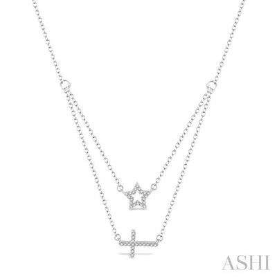 Star & Cross Layered Diamond Fashion Necklace