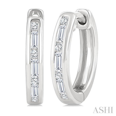 Channel Set Petite Diamond Huggie Fashion Earrings