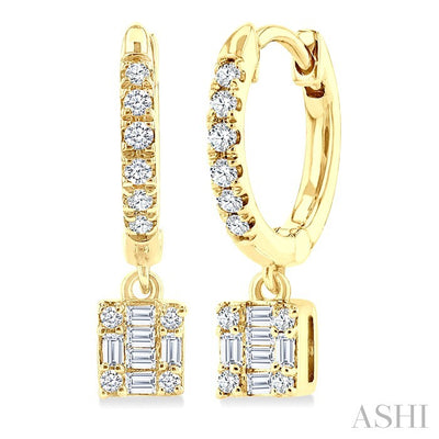Square Shape Fusion Petite Diamond Huggie Fashion Earrings