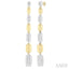 Puffed Rectangular Shape Diamond Long Earrings