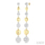 Puffed Round Shape Diamond Long Earrings